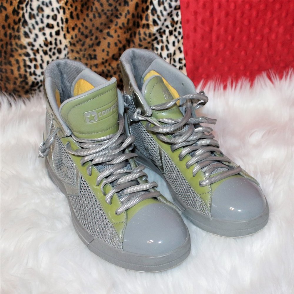 Converse Gray and Green Men's High Tops, Size 11